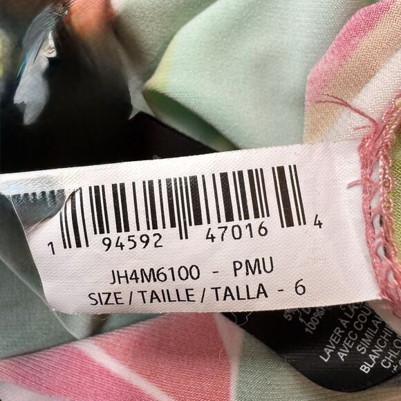 Jessica Howard Maxi Dress Sz 6 Green Pink Tropical Floral Front Knot V-Neck - Picture 9 of 11